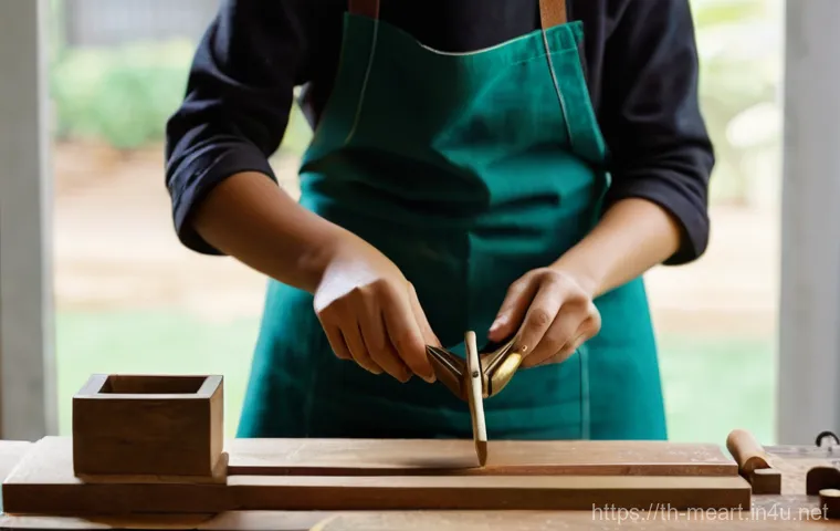 황동 세공 기초 - **Prompt 1: Focused Crafter at Work**
    A focused young Thai female artisan, modestly dressed in a...